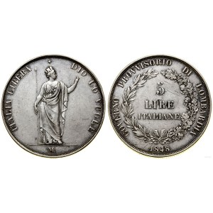 Italy, 5 lire (scudo), 1848 M, Milan