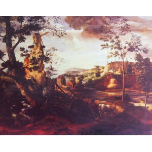 Autore sconosciuto, Paesaggio con carrozza