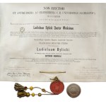 [Kraków – Jagiellonian University] – Diplomas: Doctor of Medicine, Doctor of Surgery, and Master of Obstetrics, awarded to Władysław Bylicki. Dated Kraków, March 22, 1871, March 12, 1874, July 12, 1876. Manuscripts, autographs of Jagiellonian University p