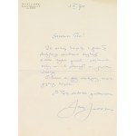 Jurandot Jerzy (1911–1979), poet, satirist, playwright, husband of Stefania Grodzieńska—Letter to Ewa Szelburg-Zarembina. Dated Warsaw, November 3, 1970.