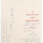 Jan Karski (1914–2000), lawyer, historian, diplomat — Holiday greeting card.