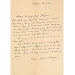 Leopold Staff (1878–1957), poet, playwright, translator—Letter to Professor Julian Krzyżanowski. Dated Kraków, May 23, 1947.