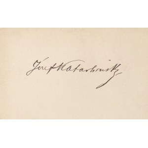 [Józef Kotarbiński (1849–1928), actor, director, theater manager, journalist] — Autographed card.