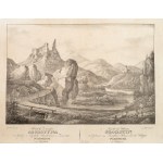 [Czorsztyn] - “View of Czorsztyn Castle in Galicia, in the Sandec District, and Niedzica Castle in Hungary.” Based on a drawing by A. Lange. 1823.