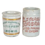 [Lviv - pharmacies] - Two containers from the pharmacies of S. Stenzl and J. Pipes. Interwar period.