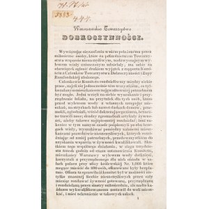 Société de bienfaisance de Varsovie. [Varsovie, 1838].