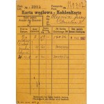 [Łódź]. Documents of everyday life: coal ration cards from 1917–1918 (2 items); monthly passes from 1930–1933 (3 items); an honorary ticket to a sports circus for the International Wrestling Champions Tournament (no year).