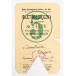 [Łódź]. Documents of everyday life: coal ration cards from 1917–1918 (2 items); monthly passes from 1930–1933 (3 items); an honorary ticket to a sports circus for the International Wrestling Champions Tournament (no year).