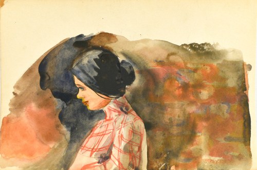Emilia KNAUSÓWNA (1883-1924), Szkic popiersia kobiety ukazanego z lewego profilu