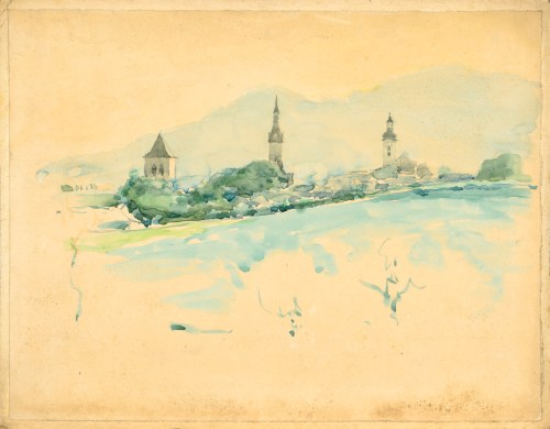 Józef PIENIĄŻEK (1888-1953), Panorama miasta z wieżami