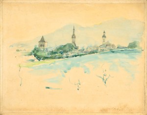 Józef PIENIĄŻEK (1888-1953), Panorama miasta z wieżami