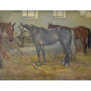 Olgierd BIERWIACZONEK (1925-2002), Konie w stajni