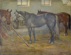Olgierd BIERWIACZONEK (1925-2002), Konie w stajni
