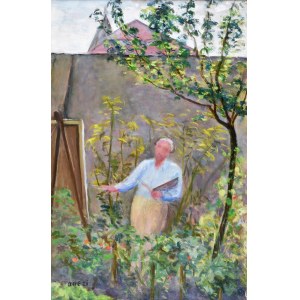 Irena WEISS - ANERI (1888–1981), My Master Paints in the Garden [In the Garden—Wojciech Weiss at His Easel], 1935