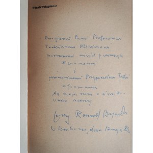 Jerzy Ronard BUJAŃSKI, *Wteatrwstąpienie*, handwritten dedication by the author to Prof. Tadeusz Ulewicz, Kraków, 1981.