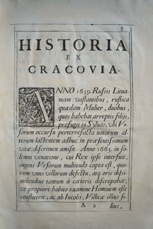 CAPELLARII Michaelis, IN HUMANI GENERIS FERITATEM Carmen Satyricum. Wydanie z XVII wieku, nie przed 1663 rokiem (?) Historia z Krakowa o Kobiecie z dziećmi, schronieni w lesie przed obcym wojskiem, spotkali niedźwiedzie! BARDZO RZADKIE POLONICUM