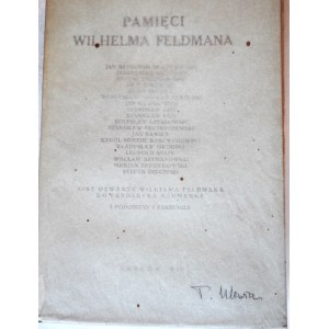 In memoria di Wilhelm Feldman, firma autografa del prof. Tadeusz Ulewicz, Cracovia 1922.