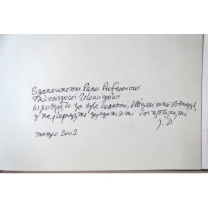 DOMAŃSKI, Juliusz, *Text as Presence*, handwritten dedication by the author to Prof. Tadeusz Ulewicz, Kęty, 2002.