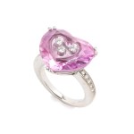 CHOPARD, Happy Diamonds Collection, heart-shaped ring in gold, diamonds and glass