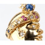 FILIPPO MORONI, Ruby sapphire emerald diamond gold pair of errings