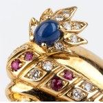 FILIPPO MORONI, Ruby sapphire emerald diamond gold pair of errings