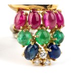 FILIPPO MORONI, Ruby sapphire emerald diamond gold pair of errings