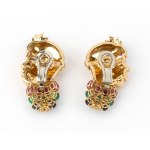 FILIPPO MORONI, Ruby sapphire emerald diamond gold pair of errings