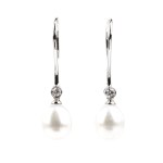BRANAR PARIS, Pearl diamond gold pair of drop earrins