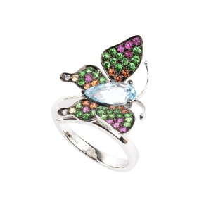 BRANAR PARIS, Diamond colored stones gold ring