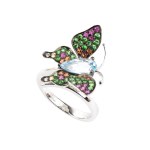 BRANAR PARIS, Diamond colored stones gold ring