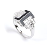 BRANAR PARIS, Diamond onyx Déco style platinum ring