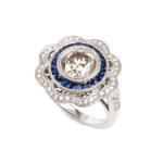 BRANAR PARIS, Platinum diamond sapphire gold ring