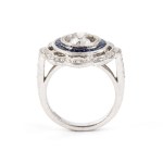 BRANAR PARIS, Platinum diamond sapphire gold ring