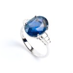 Blue sapphire diamond gold ring
