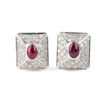 Ruby diamond gold pair of earrings