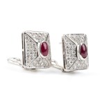 Ruby diamond gold pair of earrings