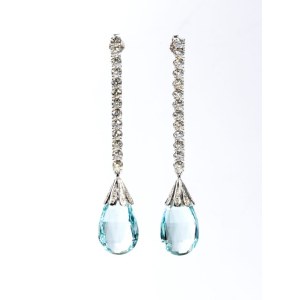 Aquamarine diamond gold earrings