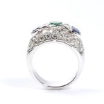 Emerald sapphires diamonds gold ring