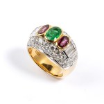 Emerald rubies diamond gold ring