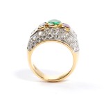 Emerald rubies diamond gold ring