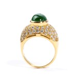 Emerald diamond gold band ring