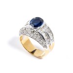 Sapphire diamond gold band ring