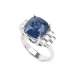 Blue sapphire diamond gold ring
