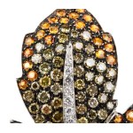 Gold and diamond leaf-shaped brooch