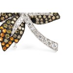Gold and diamond leaf-shaped brooch