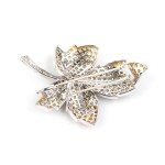 Gold and diamond leaf-shaped brooch