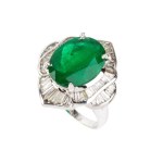 Emerald diamond gold ring