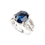 Blue sapphire diamond gold ring