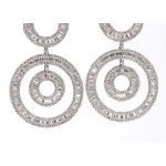 A pair of gold and diamond drop earrings