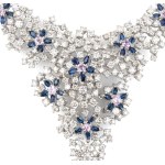 Sapphire diamond gold necklace